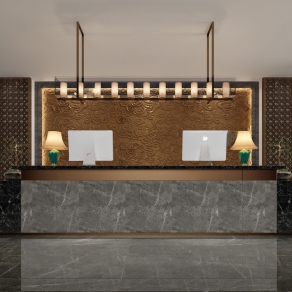 中式酒店前台3D模型下载